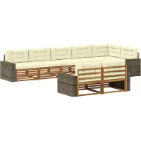 vidaXL Outdoor-Sofagarnitur mit Kissen 8 pcs Natur und Creme