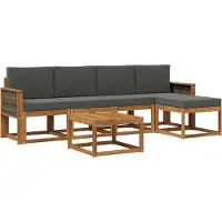 vidaXL Outdoor-Sofagarnitur 6 Stk. Natur und Anthrazit Polyester