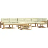 vidaXL Outdoor-Sofagarnitur 7 pcs Weiß und Creme 79 x 79 x 37 cm