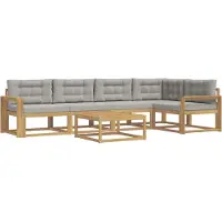 vidaXL Outdoor-Sofagarnitur 6 stk. Weiß und Hellgrau Polyester