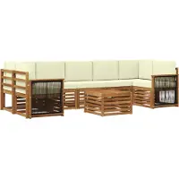 vidaXL Outdoor-Sofagarnitur 8 pcs Natur und Creme Massivholz Akazie