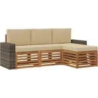 vidaXL Outdoor-Sofagarnitur 4 Stk. Natur und Beige