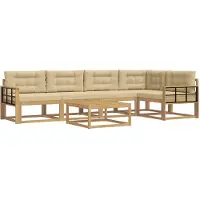 vidaXL Outdoor-Sofagarnitur 6 stk. Weiß und Beige Polyester