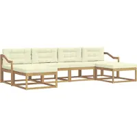 vidaXL Outdoor-Sofagarnitur 6 Stk. Weiß und Creme