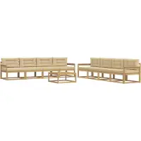 vidaXL Outdoor-Sofagarnitur 9 pcs Weiß und Beige 79 x 79 x 37 cm