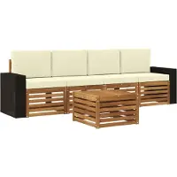 vidaXL Outdoor-Sofagarnitur 5 stk. Natur und Creme Massivholz Akazie