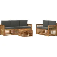 vidaXL Outdoor-Sofagarnitur 6 Stk. Natur und Anthrazit