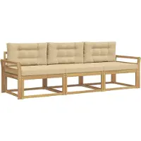 vidaXL Outdoor-Sofagarnitur 3 stk. Weiß und Beige Polyester