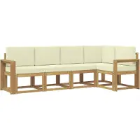 vidaXL Outdoor-Sofagarnitur 5 stk. Weiß und Creme