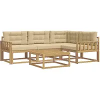 vidaXL Outdoor-Sofagarnitur 5 Stk. Weiß und Beige Polyester