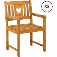 vidaXL Gartenstühle 8 Stk. Natur Massives Akazienholz