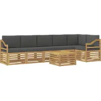 vidaXL Outdoor-Sofagarnitur 7 Stk. Weiß und Anthrazit Polyester