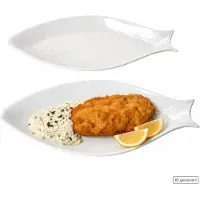 MamboCat 2x Fischteller OSLO weiß Porzellan 31x15 cm Servieren Fischform Beilagen Snacks
