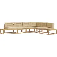 vidaXL Outdoor-Sofagarnitur 6 stk. Weiß und Beige Polyester