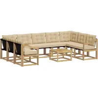 vidaXL Outdoor-Sofagarnitur mit Kissen 10 pcs Weiß und Beige