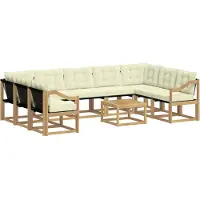 vidaXL Outdoor-Sofagarnitur 10 Stk. Weiß und Creme