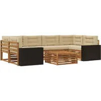 vidaXL Outdoor-Sofagarnitur 7 stk. Natur und Beige Polyester