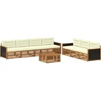 vidaXL Outdoor-Sofagarnitur 8 stk. Natur und Creme Polyester