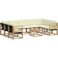 vidaXL Outdoor-Sofagarnitur 10 stk. Weiß und Creme