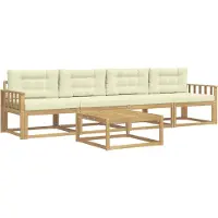 vidaXL Outdoor-Sofagarnitur 4 Stk. Weiß und Creme