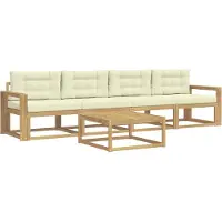 vidaXL Outdoor-Sofagarnitur 4 stk. Weiß und Creme