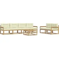 vidaXL Outdoor-Sofagarnitur 6 Stk. Weiß und Creme