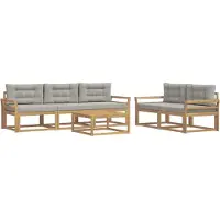 vidaXL Outdoor-Sofagarnitur mit Kissen 6 pcs Weiß und Hellgrau