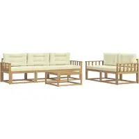vidaXL Outdoor-Sofagarnitur 6 Stk. Weiß und Creme