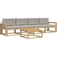 vidaXL Outdoor-Sofagarnitur 4 stk. Weiß und Hellgrau