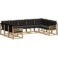 vidaXL Outdoor-Sofagarnitur 9 Stk. Weiß und Schwarz