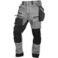 Neo Spodnie robocze DENIM, wzmocnienia Cordura, odpinane kieszenie kaburowe, szare, rozmiar XXXL