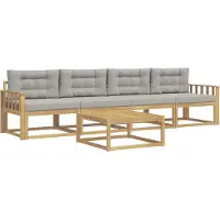 vidaXL Outdoor-Sofagarnitur mit Kissen 4 pcs Weiß und Hellgrau