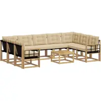 vidaXL Outdoor-Sofagarnitur 10 Stk. Weiß und Beige