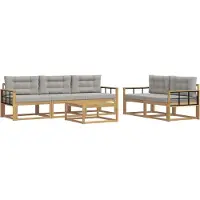 vidaXL Outdoor-Sofagarnitur 6 stk. Weiß und Hellgrau