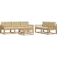 vidaXL Outdoor-Sofagarnitur 6 Stk. Weiß und Beige