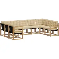 vidaXL Outdoor-Sofagarnitur mit Kissen 9 pcs Weiß und Beige