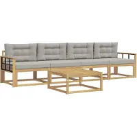 vidaXL Outdoor-Sofagarnitur 4 stk. Weiß und Hellgrau