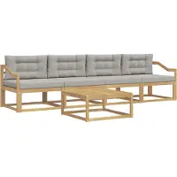 vidaXL Outdoor-Sofagarnitur mit Kissen 4 pcs Weiß und Hellgrau