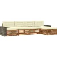 vidaXL Outdoor-Sofagarnitur 5 stk. Natur und Creme Polyester