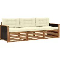 vidaXL Outdoor-Sofagarnitur 3 stk. Natur und Creme Polyester