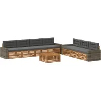 vidaXL Outdoor-Sofagarnitur 8 stk. Natur und Anthrazit Polyester