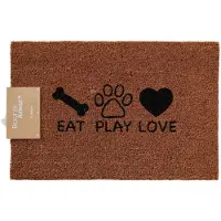 Boltze Kokos-Fußmatte "Eat Play Love" in Braun - (L)60 x (B)40 cm - onesize