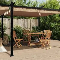 vidaXL 2024 Gartenpavillon mit Ausziehbarem Dach Taupe 3x6 m Aluminium Pavillons & Partyzelte 5311984
