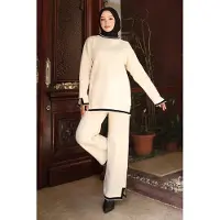 Turkishsouq Schlitz Detailed Strickwaren Anzug Weiß