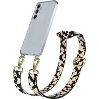 EAZY CASE Handykette - Verstellbarer Trageriemen kompatibel mit Samsung Galaxy A55, Handykordel mit transparenter Silikon-Hülle, Karabiner Gold, Camouflage Style, Band in Natur