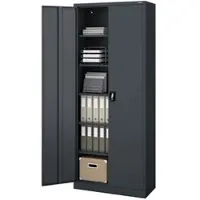 Jan Nowak Aktenschrank abschließbar JAN 6 Ebenen verstellbar Flügeltüren Metallschrank Werkstatt Büroschrank aus Stahl Werkzeugschrank 220x90x40cm Anthrazit