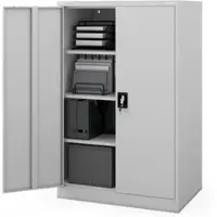 DELUKE JAN NOWAK Aktenschrank Abschließbar KEVIN 4 Ebenen Metallschrank Werkstatt Büroschrank Werkzeugschrank 140x90x60cm Grau