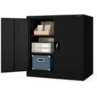 Jan Nowak Aktenschrank Abschließbar BEATA 3 Ebenen Metallschrank Werkstatt Büroschrank Werkzeugschrank 93x90x60cm Schwarz