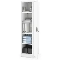 DELUKE Jan Nowak Aktenschrank abschließbar ALEX 5 Ebenen verstellbar Flügeltüren Metallschrank Werkstatt Büroschrank aus Stahl Werkzeugschrank 185x45x60cm Weiß