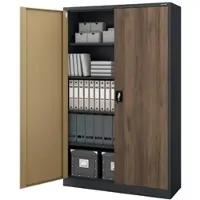 DELUKE Aktenschrank abschließbar KADO 5 Ebenen verstellbar Flügeltüren Metallschrank Werkstatt Büroschrank Werkzeugschrank 185x115x40cm Anthrazit-Nussbaum